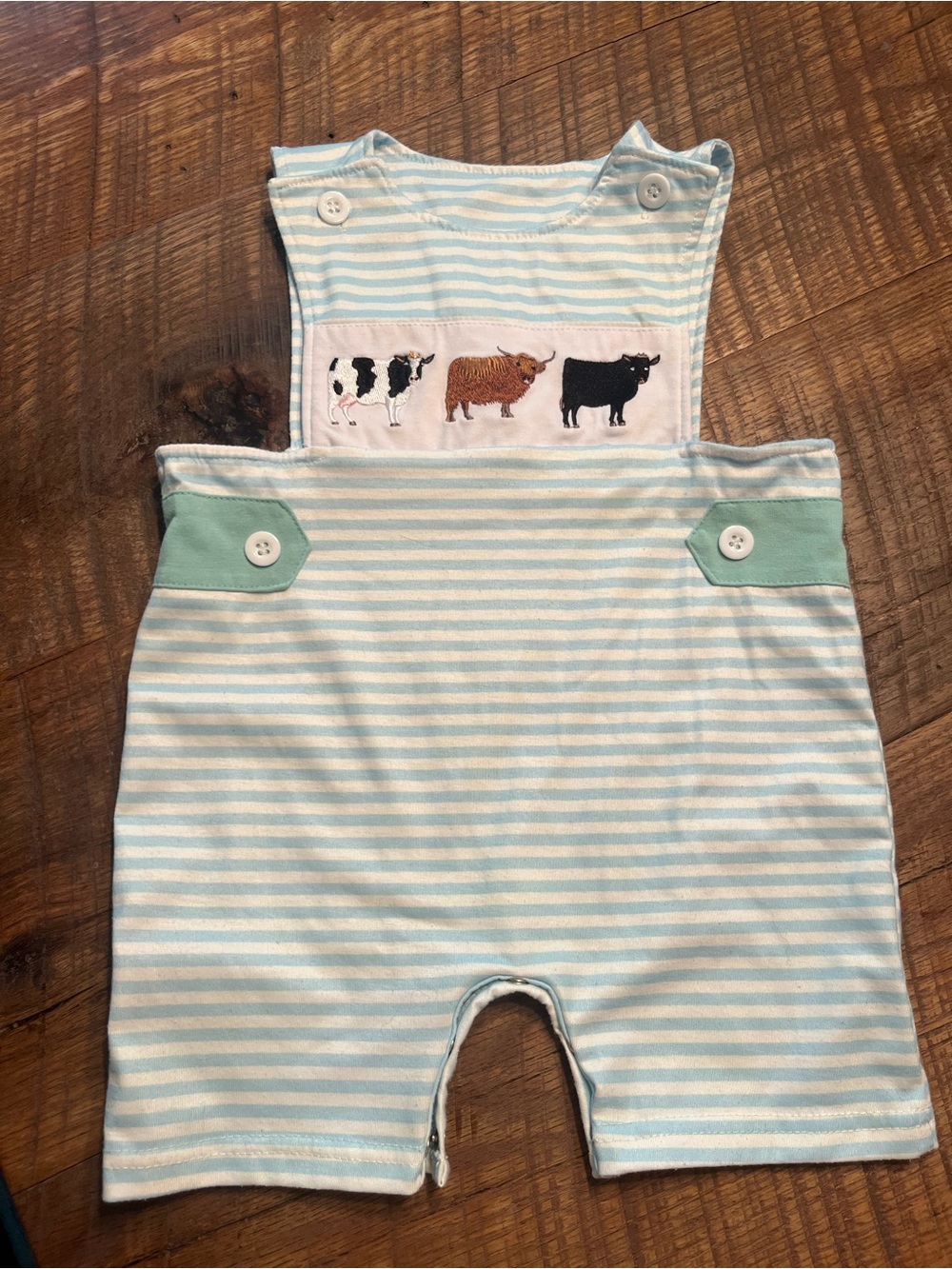Striped Baby Romper with Cow Applique